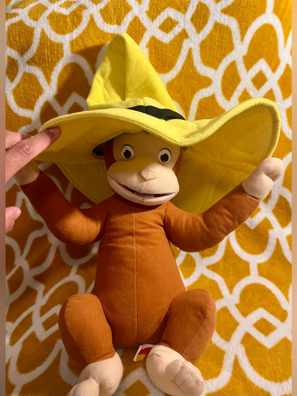 Kellytoy Curious George Monkey Plush Stuffed Animal Yellow Hat Washable 2018
